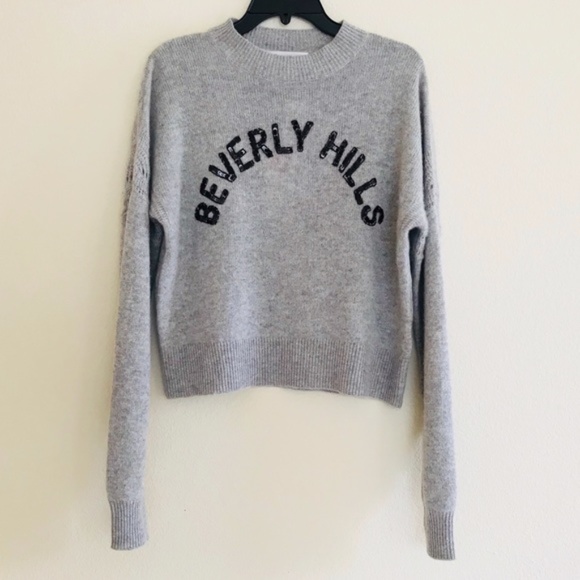 New WILDFOX Beverly Hills Gray Cashmere Sweater SZ S